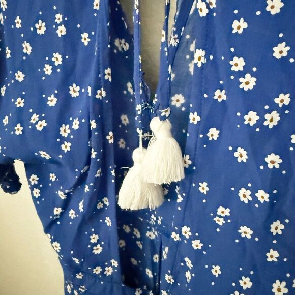 FAITHFULL THE BRAND | La Villa Blue Floral Print Wide-Leg Jumpsuit | Size 6 - Picture 9 of 13